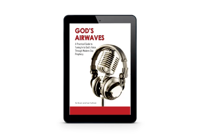 book cover for Gods Airwaves book on a black tablet